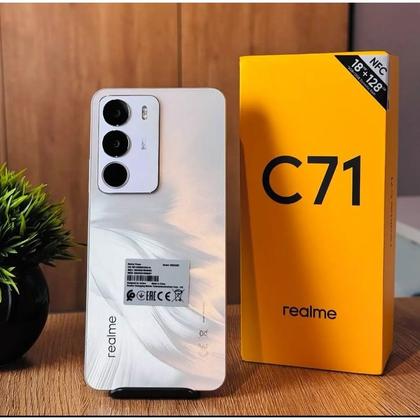 Smartphone Realme C71, 128GB, 4GB RAM, Tela 6,6 120Hz, Android 15, Câmera 50MP, Bateria 6300mAh, NFC, Dual SIM, Branco
