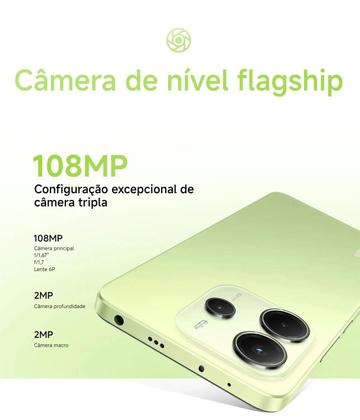 Smartphone Celular Xiaomi Redmi Note 14 Lançamento 128GB 6GB Câmera 108MP 20MP Tela 6.67 AMOLED 120Hz FHD plus Design Premium Dual SIM Chip IP54 Dolby