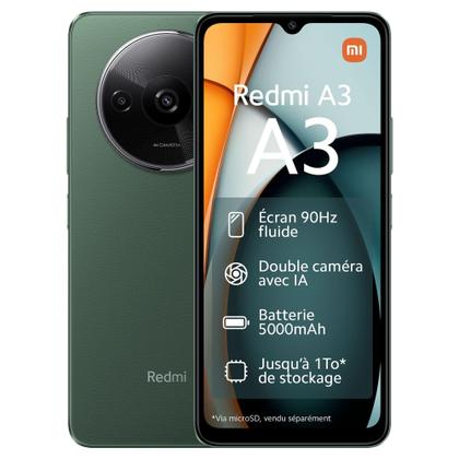 Smartphone Xiaomi Redmi A3 128GB 4GB RAM Dual SIM Tela 6.71" (Forest Green) Verde